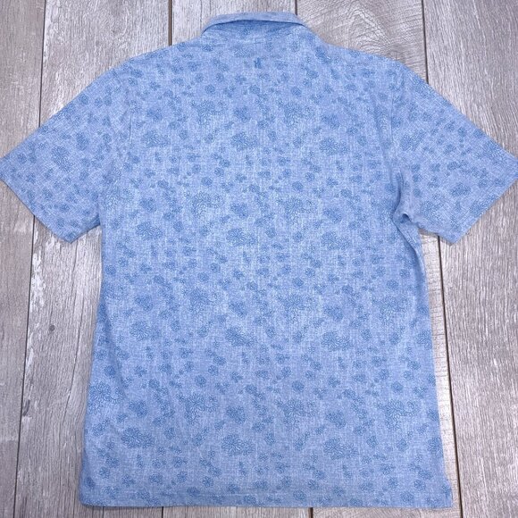 Johnnie-O Shirt Mens Medium Blue Lindley Floral Golf Short Sleeve Preppy Top - Picture 3 of 8